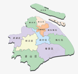 上海市行政区域地图创意上海市地图高清图片