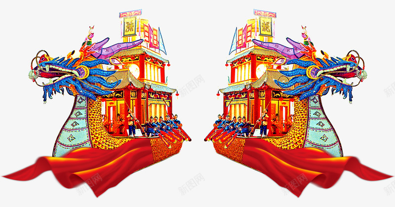 手绘龙舟装饰psd免抠素材_新图网 https://ixintu.com 手绘龙舟矢量 手绘龙舟装饰 矢量手绘龙舟装饰 龙舟装饰矢量