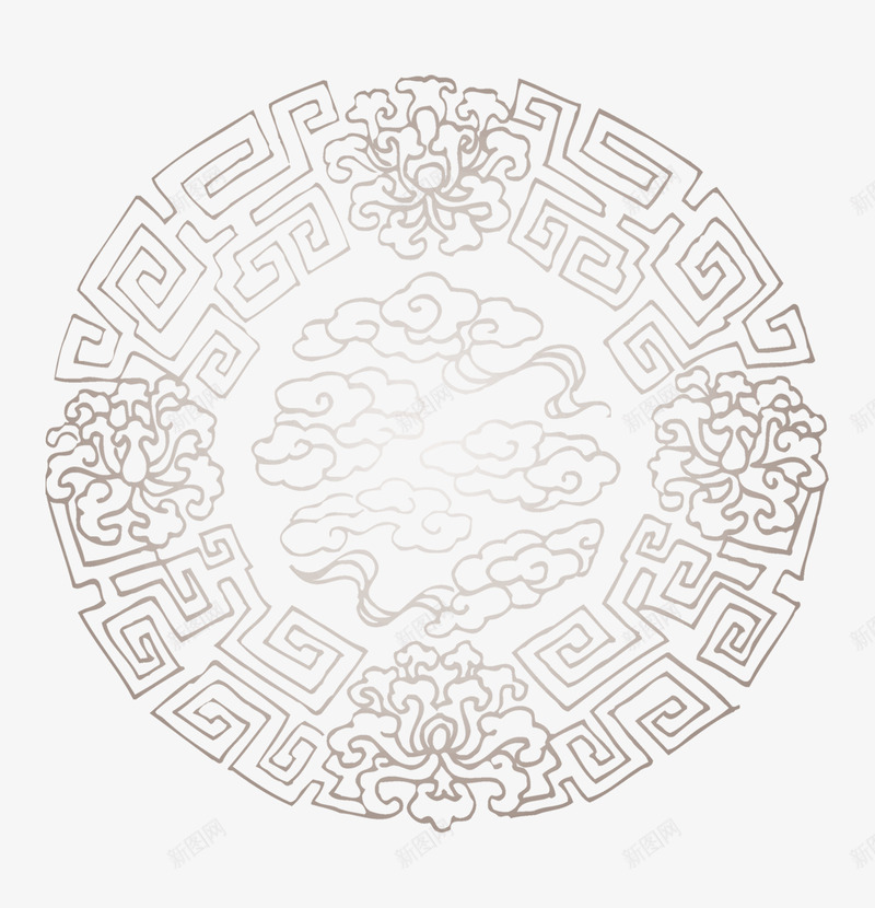 祥云花纹圆png免抠素材_新图网 https://ixintu.com 中国风 传统 圆环 祥云