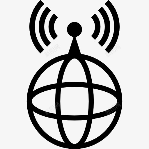 世界范围的网络信号图标png_新图网 https://ixintu.com WiFi WiFi信号 世界 世界网格 互联网 地球 标志
