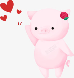2019C4D粉色可爱爱心小猪新年装饰素材