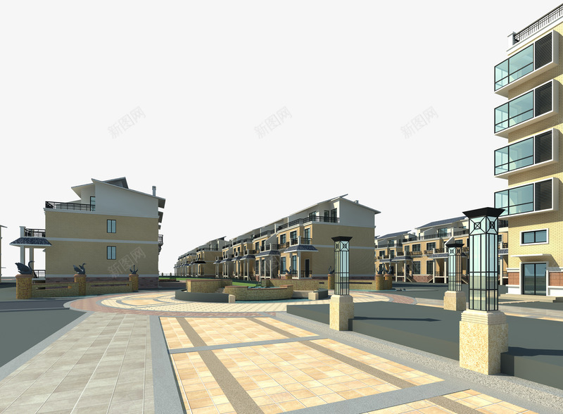 高档花园洋房住宅区图稿png免抠素材_新图网 https://ixintu.com 住宅区 图稿 洋房 花园 高档