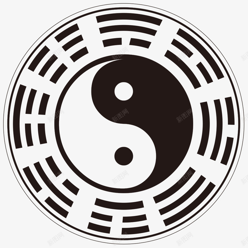 八卦图png免抠素材_新图网 https://ixintu.com 八卦图 八卦图案 八卦盘 周易 太极 太极八卦 太极图 宗教信仰 形状 手绘 易经八卦罗盘 罗盘图 风水罗盘 黑白分明 黑白太极图