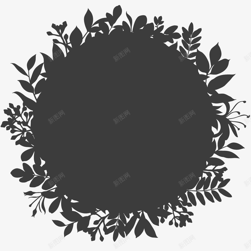 黑色logo底纹背景花纹花环图标png_新图网 https://ixintu.com logo背景 圆形背景 底纹背景 底纹黑色 清新花纹 黑色花纹