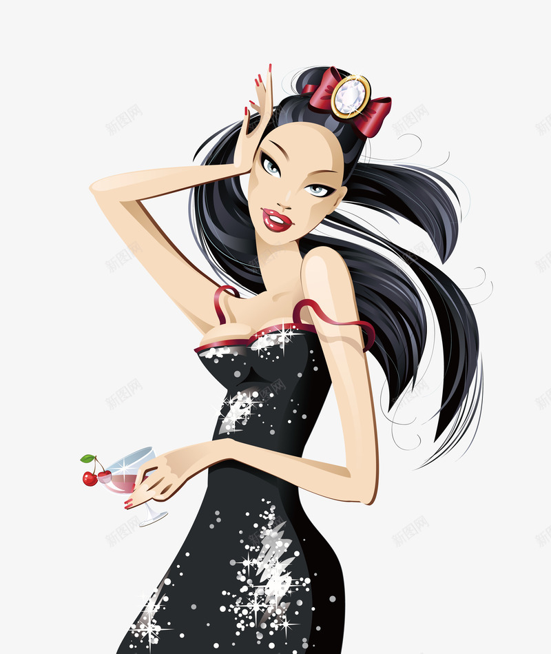 性感美女矢量图ai免抠素材_新图网 https://ixintu.com 卡通 性感美女 简笔画 线稿 蓝色 矢量图