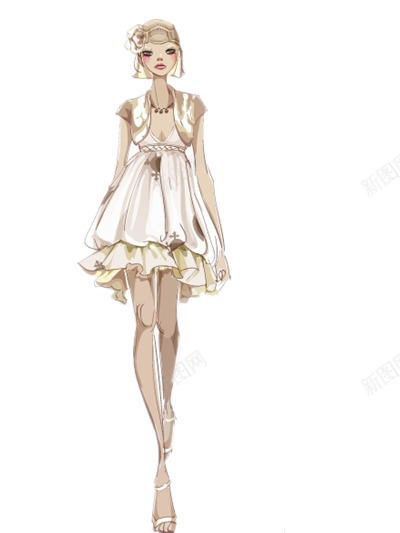 瘦瘦的少女png免抠素材_新图网 https://ixintu.com 人物 白色 短裙 苗条