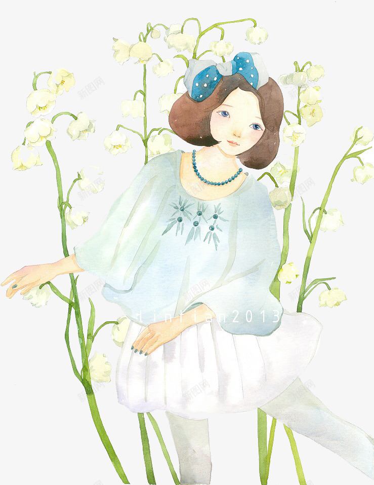小清新少女手绘插画png免抠素材_新图网 https://ixintu.com 小清新 少女 手绘 插画 文艺 水彩