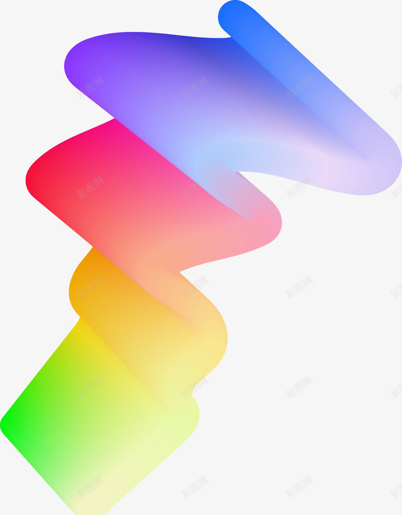 折叠彩色渐变3dpng免抠素材_新图网 https://ixintu.com 3d 彩色 有弧度折叠 蓝红黄绿