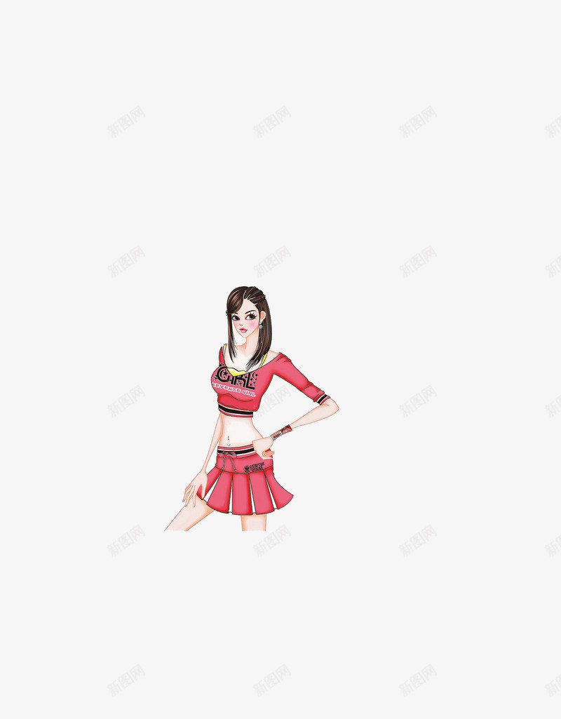 女孩png免抠素材_新图网 https://ixintu.com 人物 卡通 女孩 性感 自信 长发