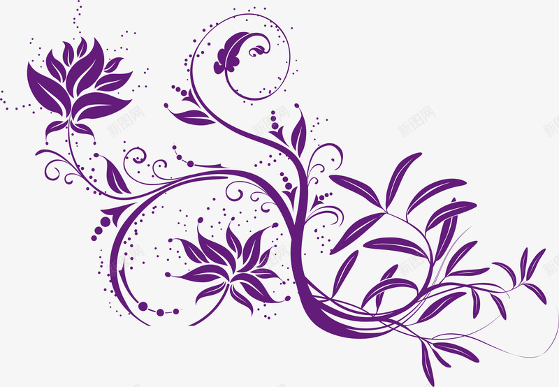 紫色植物纹理矢量图ai免抠素材_新图网 https://ixintu.com 手绘 花纹 花草 矢量图