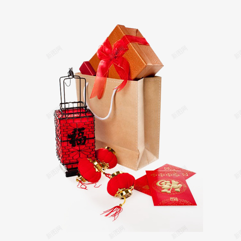灰色牛皮纸袋年货元素png免抠素材_新图网 https://ixintu.com 光泽 新年 春节 灯笼 灰色 福字 红包 纹理 装饰 质感