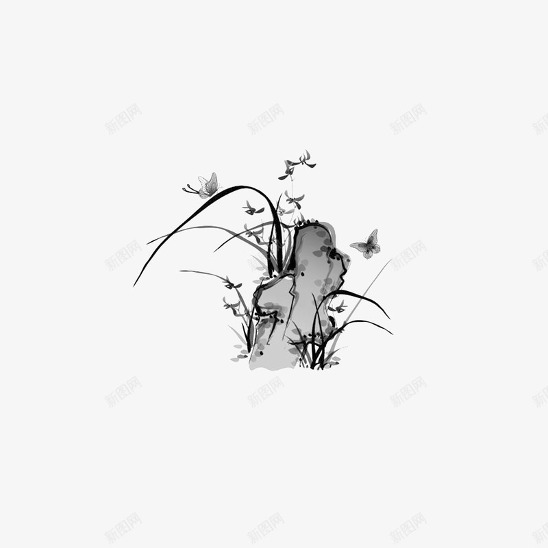 石头花鸟写意国画png免抠素材_新图网 https://ixintu.com 中国风 国画 国画山水 国画石头 水墨画 水墨石头 石头 花鸟写意国画