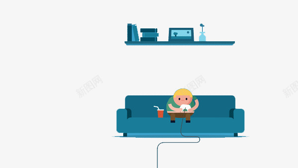 看电视的人png免抠素材_新图网 https://ixintu.com H5页面素材 促销 卡通人物 扁平人物 扁平化人物 扁平化卡通素材 电商卡通人物 网页设计卡通