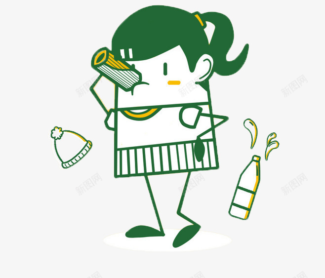喝水的卡通小人png免抠素材_新图网 https://ixintu.com 人物 卡通 喝水 饮水