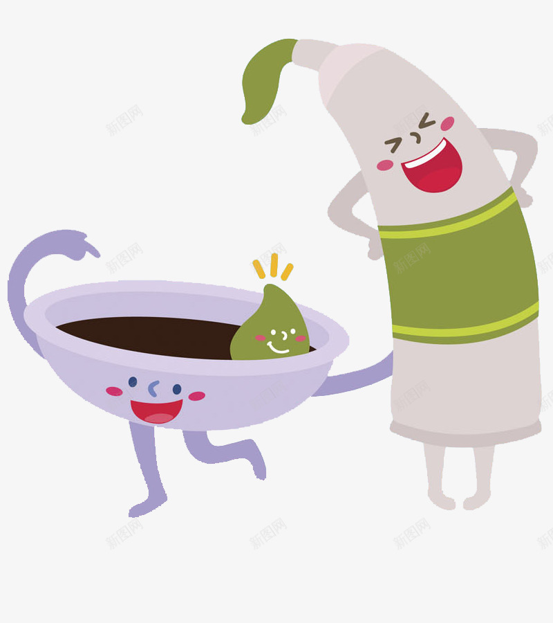 卡通芥末和大碗图png免抠素材_新图网 https://ixintu.com 创意的 卡通 可爱的 呆萌的 插图 碗 芥末 高兴地