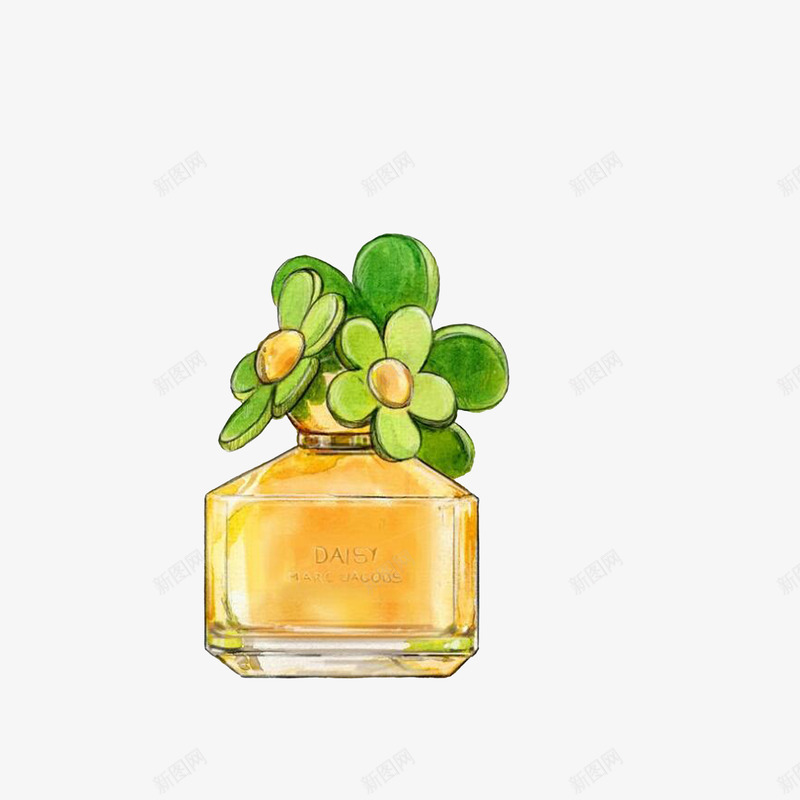 水彩手绘小雏菊香水png免抠素材_新图网 https://ixintu.com 小雏菊香水 水彩手绘 淡黄色香水 香水手绘