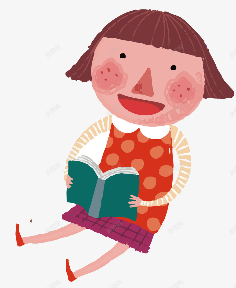看书的人矢量图eps免抠素材_新图网 https://ixintu.com 人物 女孩 开心 看书 矢量图