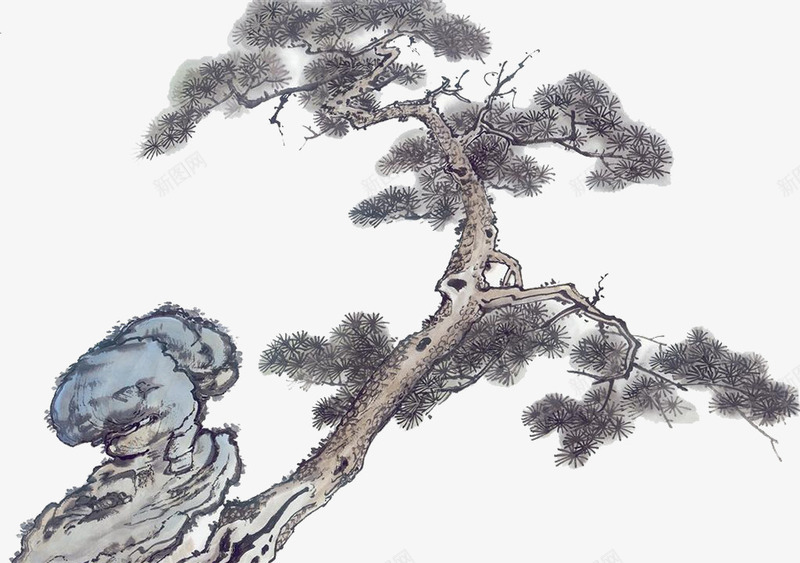 国画彩色松树png免抠素材_新图网 https://ixintu.com 国画松树 彩色松树 松 水墨画 水墨迎客松 水默松 迎客松