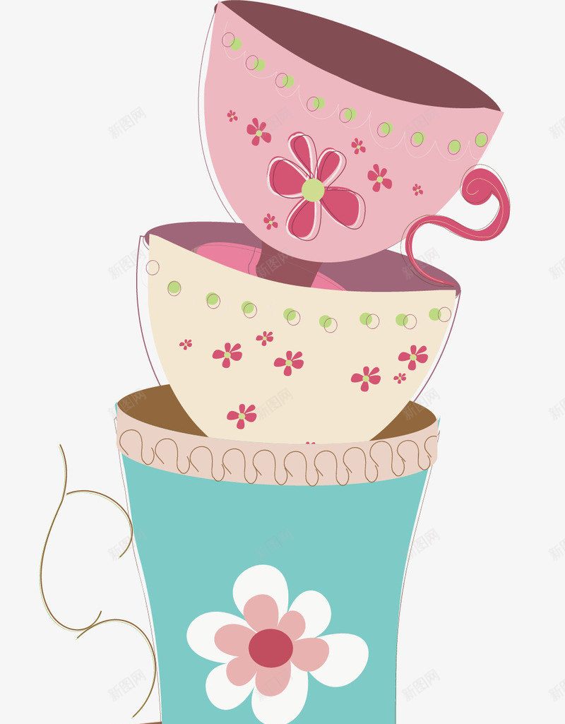 手绘小碎花杯子png免抠素材_新图网 https://ixintu.com 创意 卡通 可爱 小碎花 彩色图 手绘图 杯子 简单