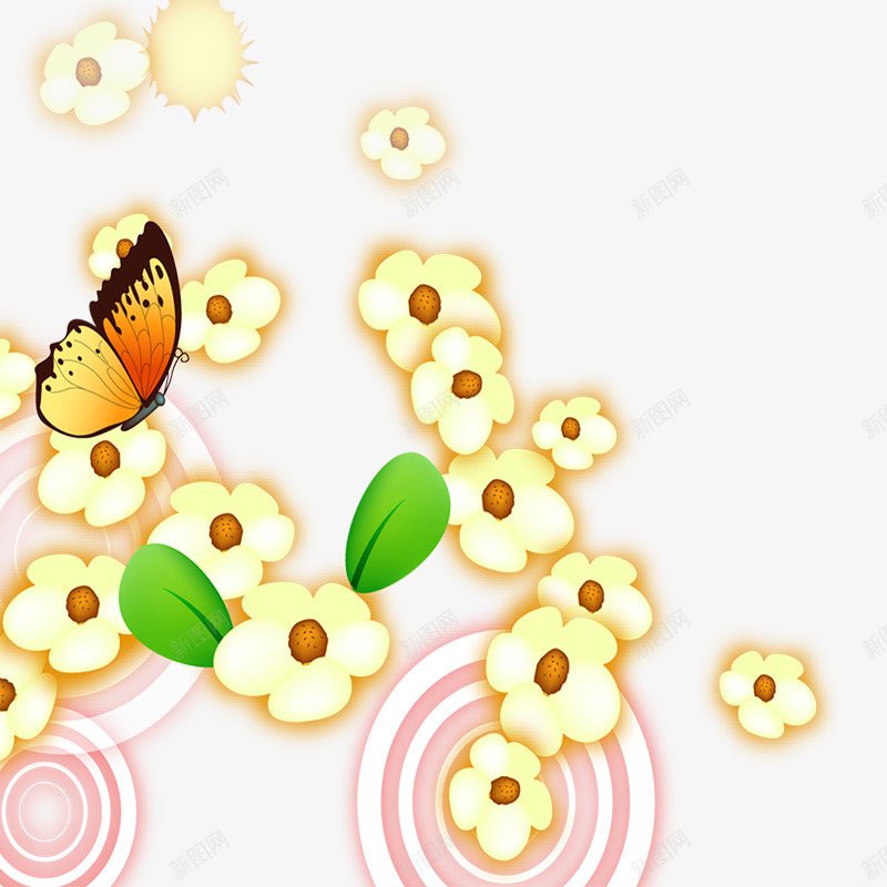 黄色小碎花png免抠素材_新图网 https://ixintu.com 小碎花 文艺 简约 蝴蝶 黄色