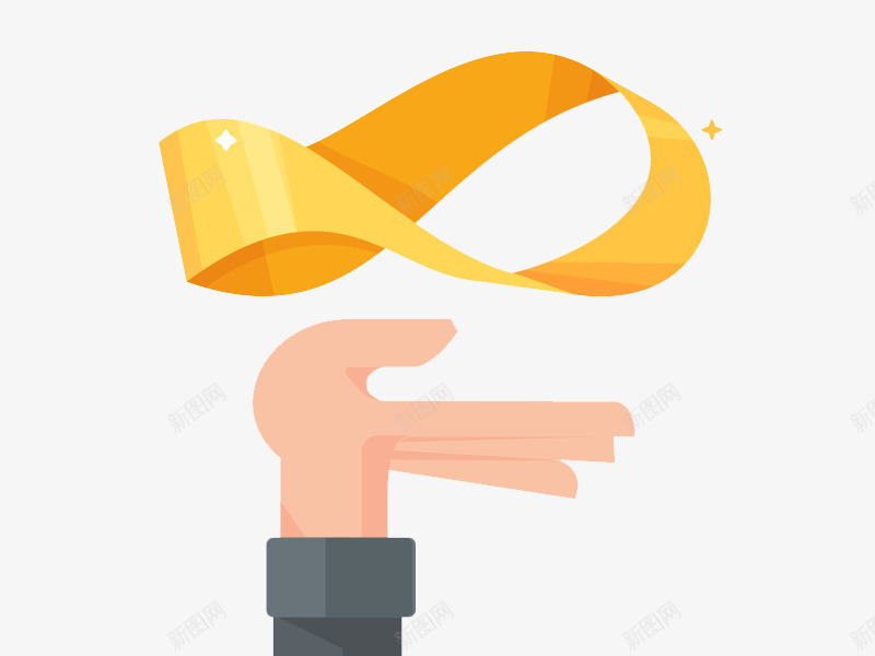 扁平化金色飘带png免抠素材_新图网 https://ixintu.com H5页面素材 创意卡通元素 卡通 扁平化 扁平素材 电商卡通 网页设计卡通 金色彩带