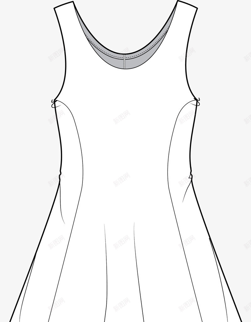 手绘女装背心图图标png_新图网 https://ixintu.com 女装 服装 服饰 百褶裙 矢量服饰 背心 衣服 衣服褶皱 裙子 褶皱服装