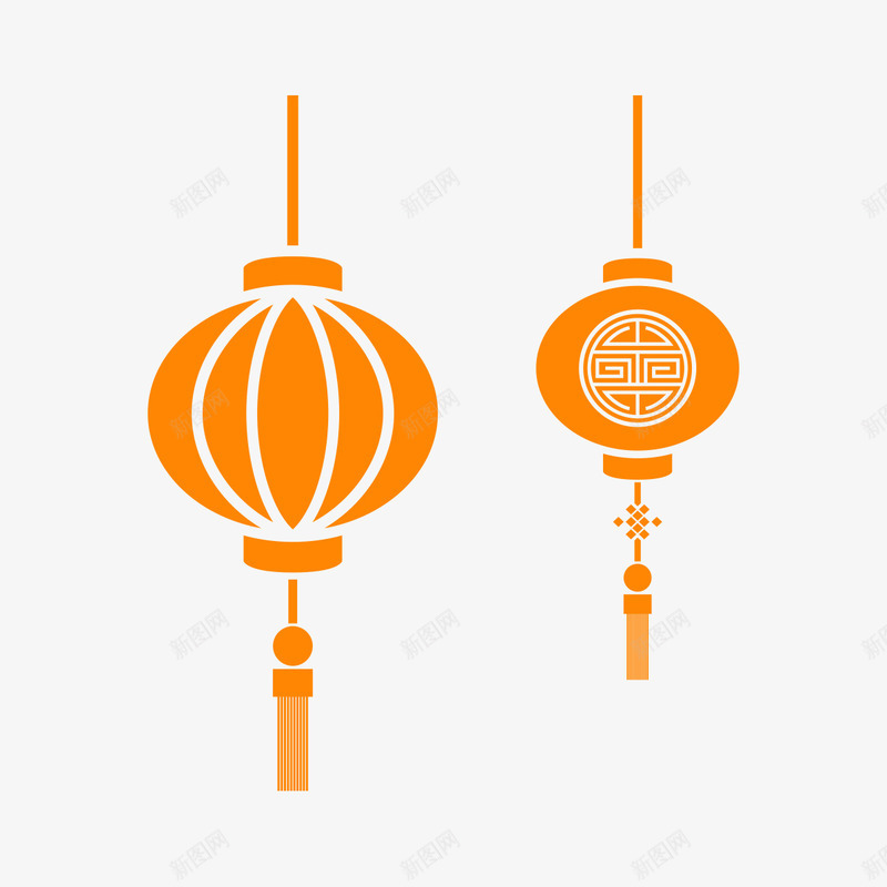 橙色创意简约灯笼装饰png免抠素材_新图网 https://ixintu.com 创意 卡片 喜庆 图案 挂饰 新年 灯笼 简约 装饰 贺卡