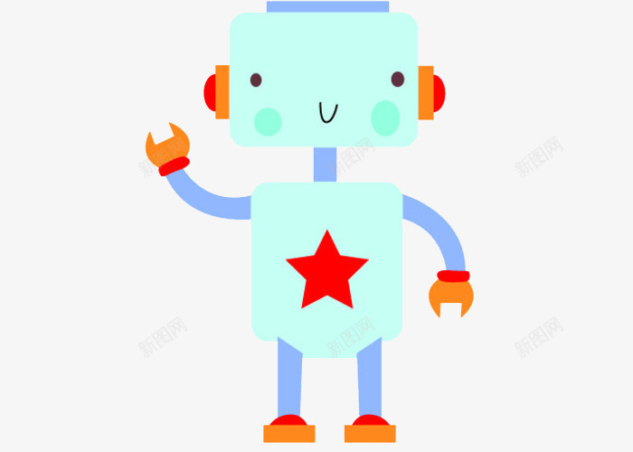 卡通机器人png免抠素材_新图网 https://ixintu.com 五角星 人机交互 卡通 手绘 智能机器人 机器人 浅色