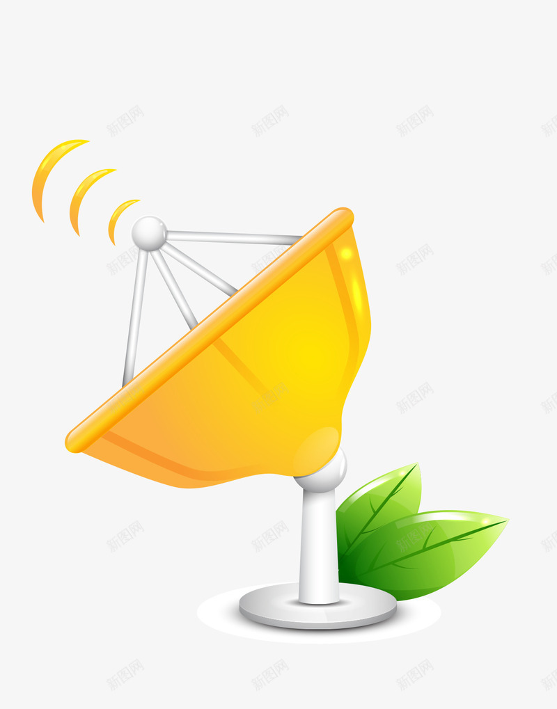 黄色卫星接收器图标png_新图网 https://ixintu.com ai 卡通 数据 科技 通信 通讯设备