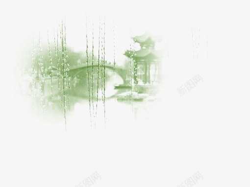 湖边小桥亭子插画png免抠素材_新图网 https://ixintu.com 亭子 古风 拱桥 插画