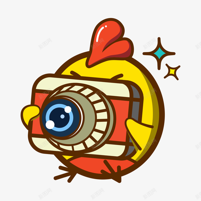 彩色手绘小鸡拍照元素矢量图eps免抠素材_新图网 https://ixintu.com 圆角 小鸡 彩色 扁平化 手绘 照相 科技 线稿 闪光 矢量图