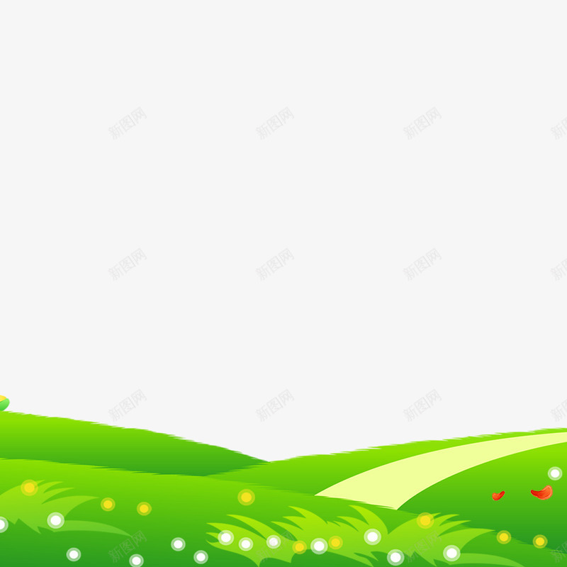 草地psd免抠素材_新图网 https://ixintu.com 卡通手绘 小草 草地 道路
