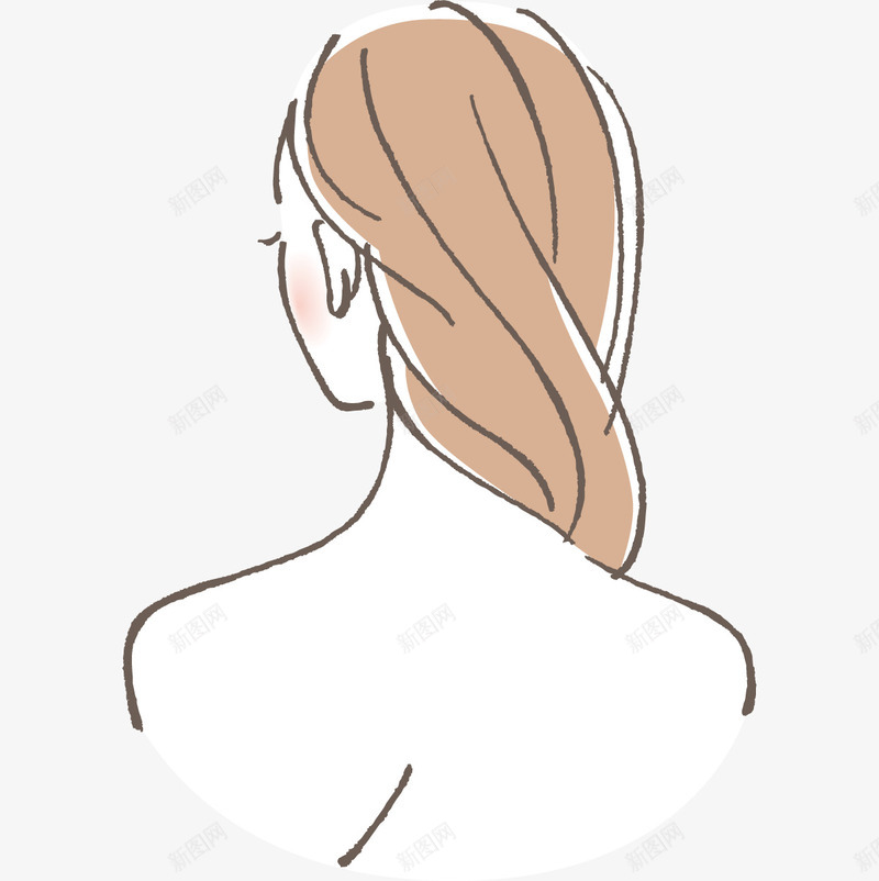 手绘女人背影png免抠素材_新图网 https://ixintu.com 女人 女人背影 手绘画 装饰图 装饰画