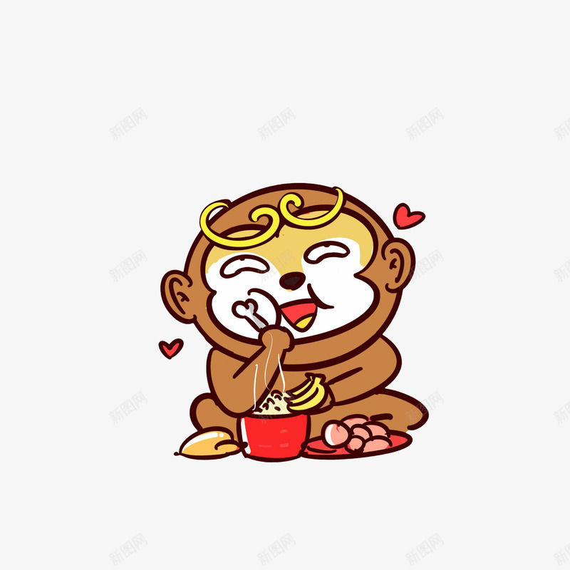 卡通吃东西开心享受表情的孙猴子png免抠素材_新图网 https://ixintu.com 卡通吃东西开心享受表情的孙猴子素材免费下载 吃东西 孙猴子 开心享受表情 爱心 米饭 金刚圈 馋嘴卡通 香蕉