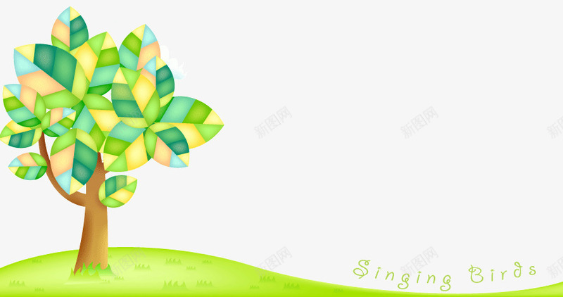 卡通春季树木矢量图ai免抠素材_新图网 https://ixintu.com 卡通 春季 树木 绿色 草地 矢量图