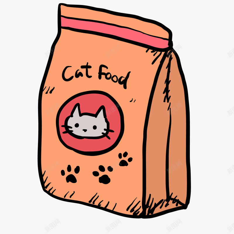 彩绘宠物猫用品矢量图ai免抠素材_新图网 https://ixintu.com 宠物 宠物用品 猫咪的食物 猫粮 食物 矢量图
