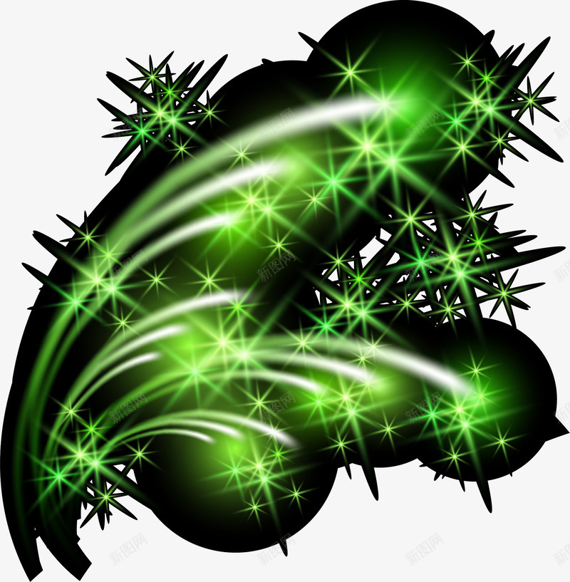 梦幻星光星河png免抠素材_新图网 https://ixintu.com 免抠PNG 多彩星河 星光 星星 星河 柱状 梦幻 绿色 闪光
