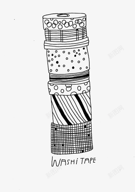 手绘纸胶带png免抠素材_新图网 https://ixintu.com 卡通 手绘 插画 文具 涂鸦 白描 胶带
