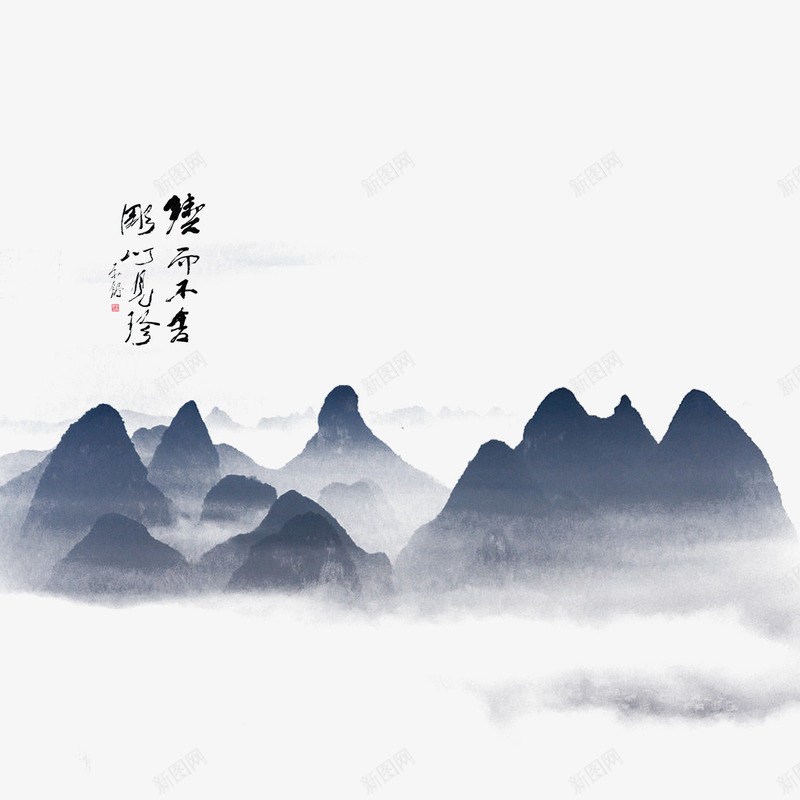 清明水墨风山水画psd免抠素材_新图网 https://ixintu.com 150DPI 传统风景画 新图网 水墨山水画 清明水墨风 清明节日 清明节海报 源文件