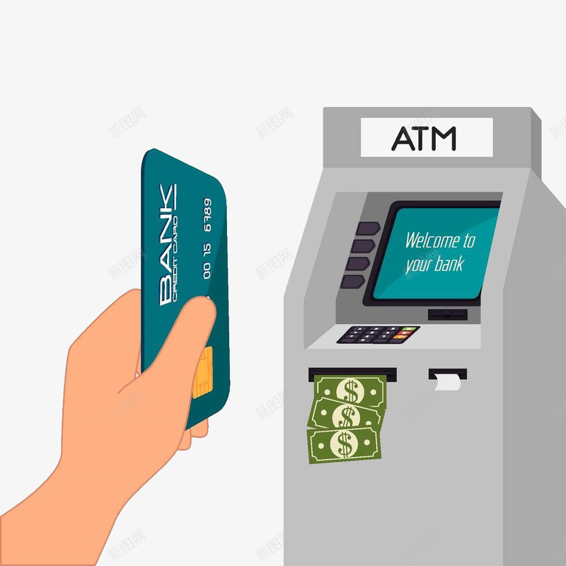手绘ATM机图标png_新图网 https://ixintu.com ATM机 出票 图标 手 手绘 银行卡