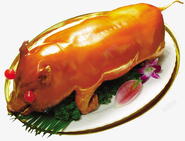 金黄的烤乳猪美食餐饮png免抠素材_新图网 https://ixintu.com 乳猪 传统美食 清明节 烤乳猪 盘子里的烤乳猪 祭祖 美食 菜品