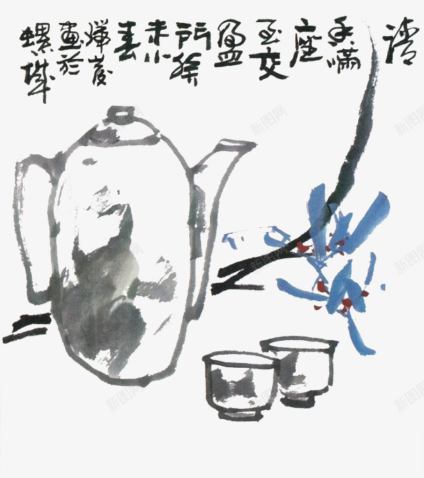 茶壶静物简笔国画png免抠素材_新图网 https://ixintu.com 中国风 书法 国画 文字 水墨 笔墨 简笔 茶壶 茶画 静物