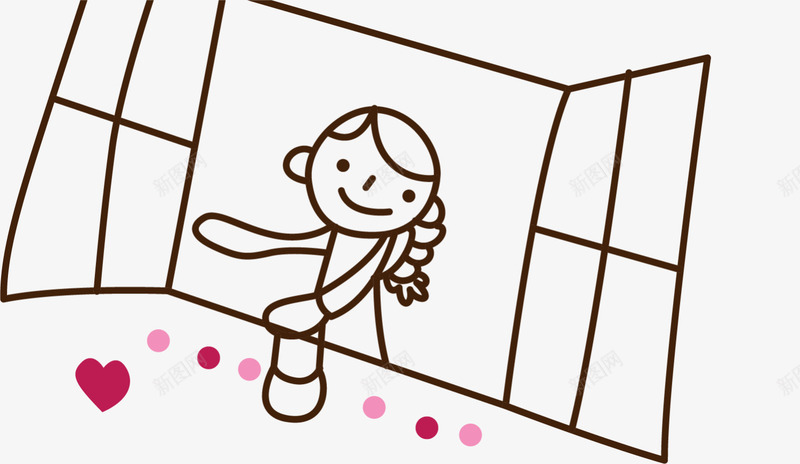 情人节简约线条窗口女孩png免抠素材_新图网 https://ixintu.com 女孩 婚庆 婚礼 情人节 浪漫 爱情 窗口女生 线条女生