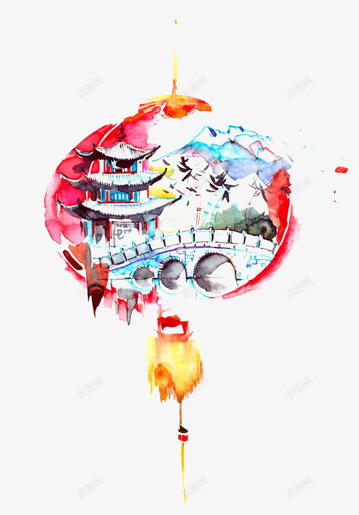 庐州小桥png免抠素材_新图网 https://ixintu.com 中国风 古代建筑 图片 小桥 建筑元素 建筑素材 彩绘 素材