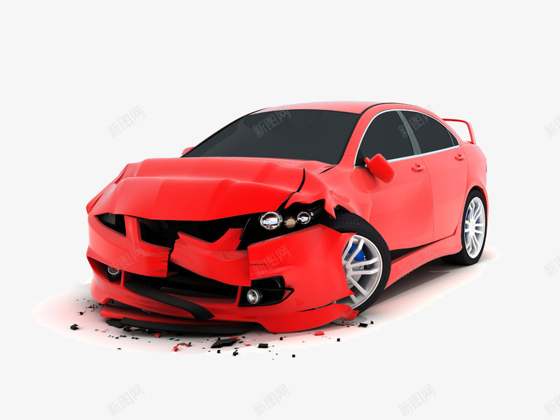 撞坏的汽车png免抠素材_新图网 https://ixintu.com 小红车 汽车事故 红车 跑车 车祸