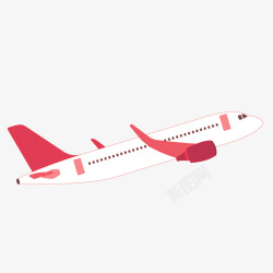红色创意扁平化飞机元素矢量图素材