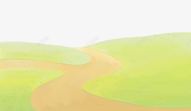 手绘草地和道路png免抠素材_新图网 https://ixintu.com 彩色 手绘 草地 道路