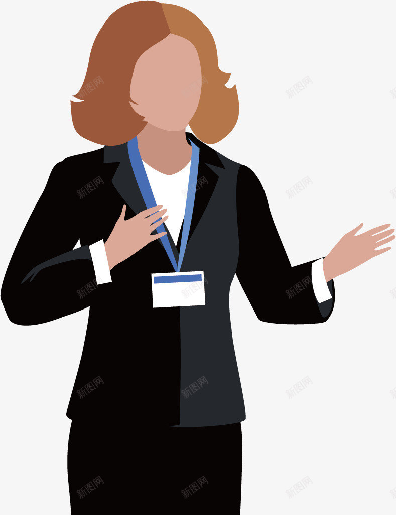 带胸卡的职员png免抠素材_新图网 https://ixintu.com 公务人员 公务人员卡通 公务人员形象 带胸卡 职员