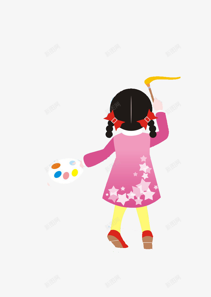 画画的女孩png免抠素材_新图网 https://ixintu.com 画笔 红蝴蝶节 背影 调节板