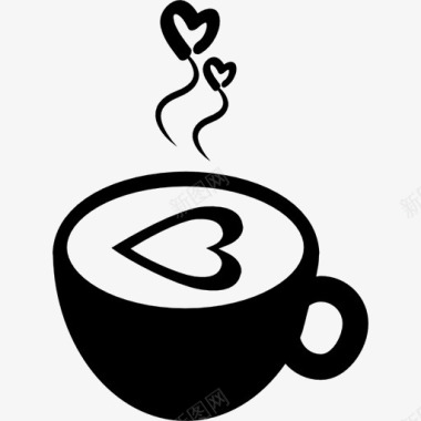 心形拉花的热咖啡图标图标